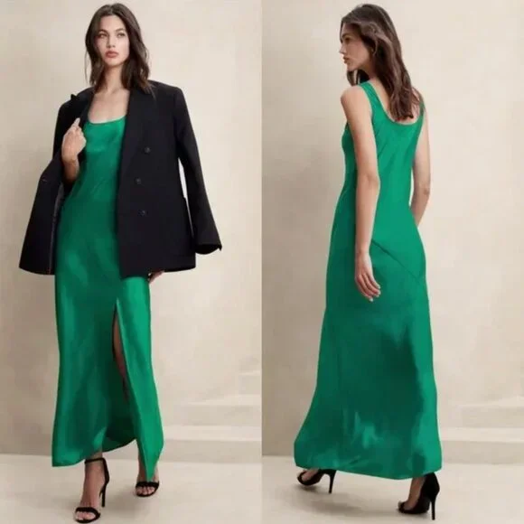 alexander wang fit and flare mini dress emerald green Joseph Lauri Open Weave Silk Dress - Size 40 - Multicolour